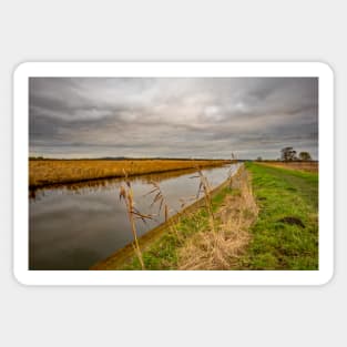 Norfolk waterway on a cloudy day Sticker